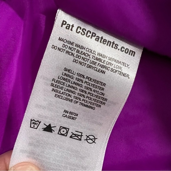 Columbia Hooded Girls purple pink print Omniheat lined Waterproof Jacket Large - Picture 9 of 13